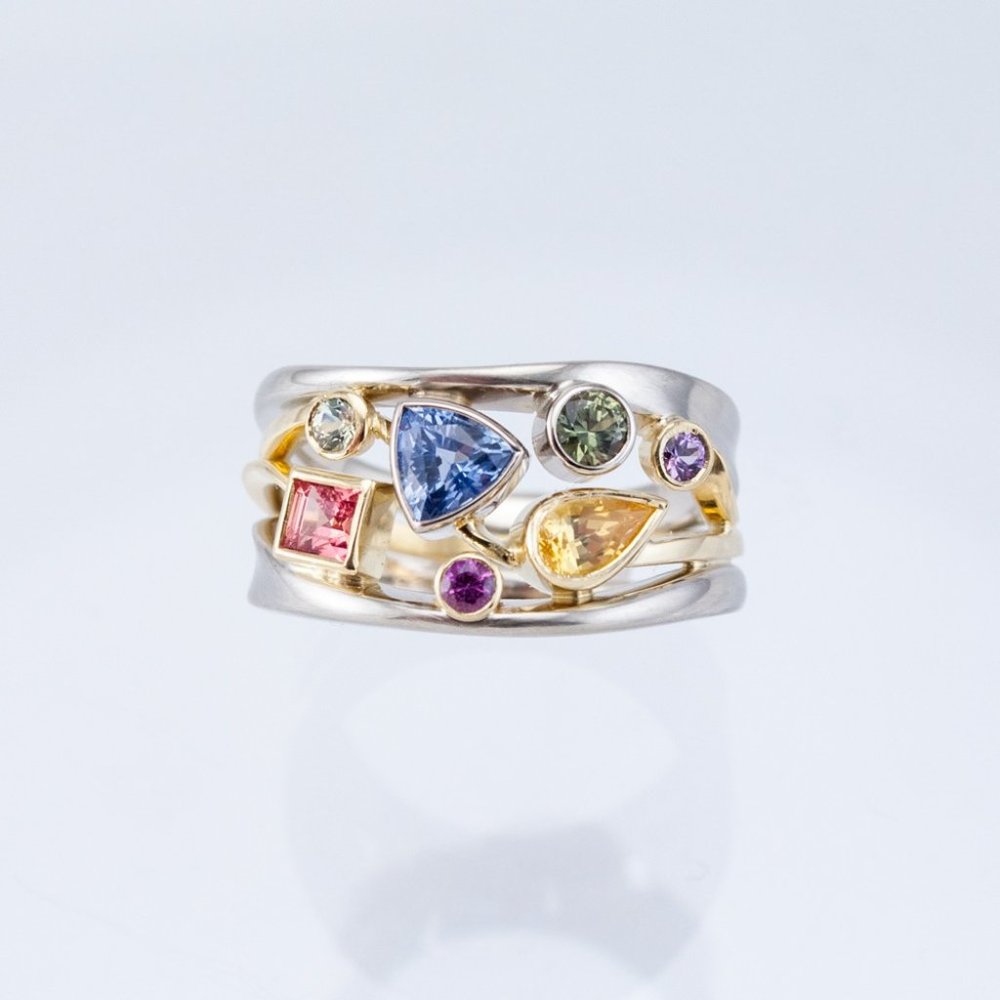 💍Multi Color Stone 925 Silver Ring for Women, F032 (LIMITED EDITION!!) - Picture 3 of 7